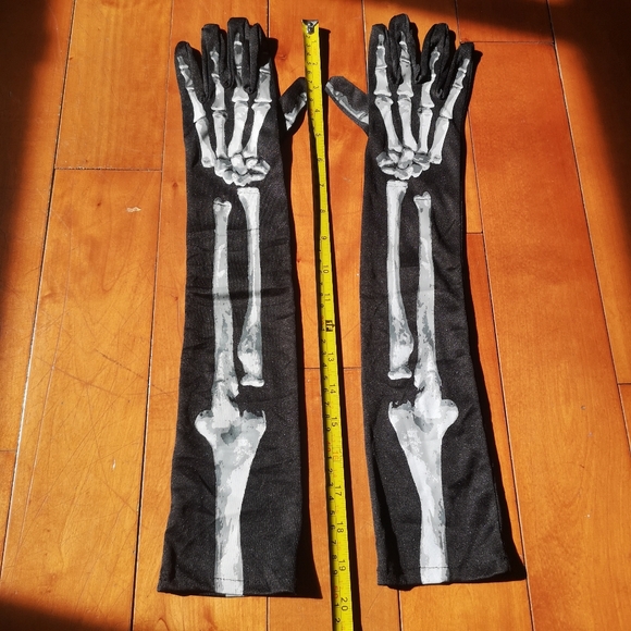 3 for$15 Skeleton Gloves Adults Halloween 20" Long - Picture 3 of 5